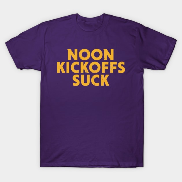 Noon Kickoffs Suck // Vintage Football Gameday Gold T-Shirt by SLAG_Creative